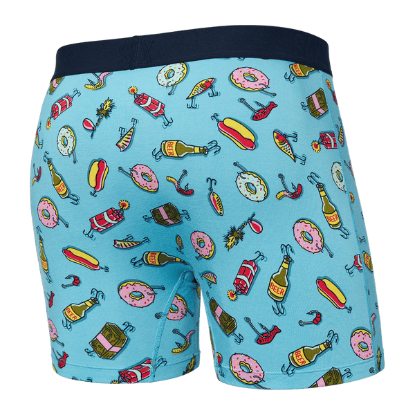 Saxx Ultra Super Soft Boxer Brief Fly Men's Underwear, Lazy River/Blue,  Small