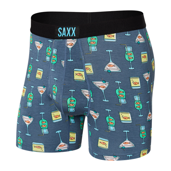 Saxx Underwear 173584 Mens Comfort Boxer Briefs Stretch City Blue