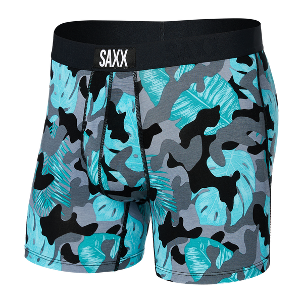 Men's quick-drying SAXX VIBE Boxer Briefs - camouflage black. Black, BRANDS \ SAXX \ BOXER SHORTS
