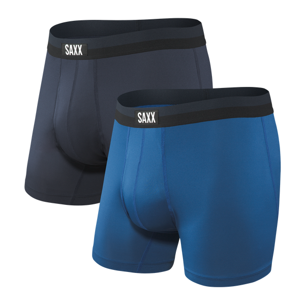 Saxx Underwear Sport Mesh Boxer Brief Fly Stone Blue Boxers : Snowleader