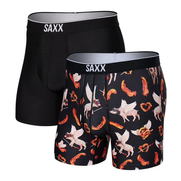 SAXX UNDERWEAR Vibe 2-Pack Stacked/Graphite Heather Soft Boxer