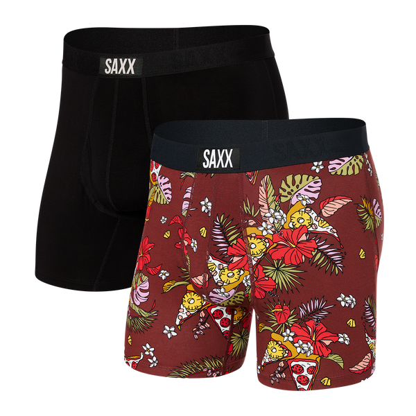 SAXX Underwear Ultra Boxer Brief Fly 2 Pack Black/grey Medium for