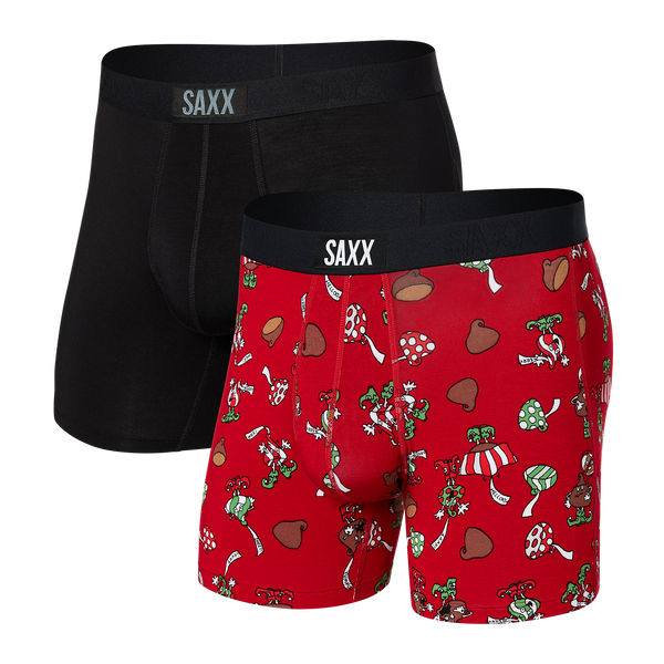 Saxx Underwear Men's Boxer Briefs - Daytripper Boxer Briefs with Built-in  Ballpark Pouch Support – Pack of 2, Black/City Blue Heather, Small
