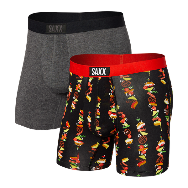 Saxx Underwear Men's Boxer Briefs - Daytripper Boxer Briefs with Built-in  Ballpark Pouch Support – Pack of 2, Black/City Blue Heather, Small