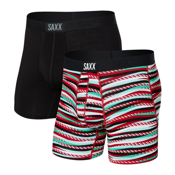 Saxx Men's Underwear Vibe Super Soft Pack of 2 Pretzel B-Boyz/Black, Medium