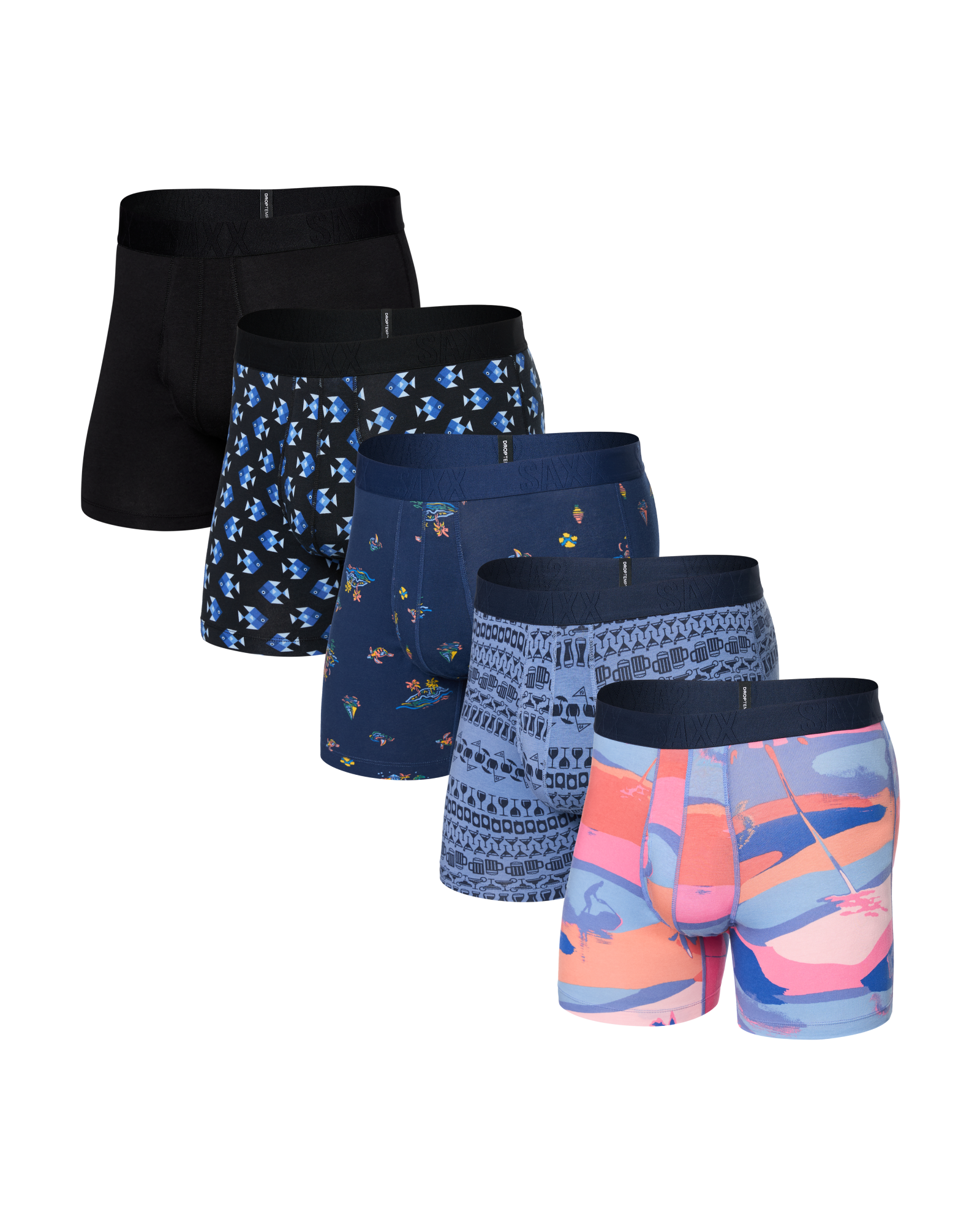 Front of Droptemp Cooling Cotton Boxer Brief Fly in Assorted Prints