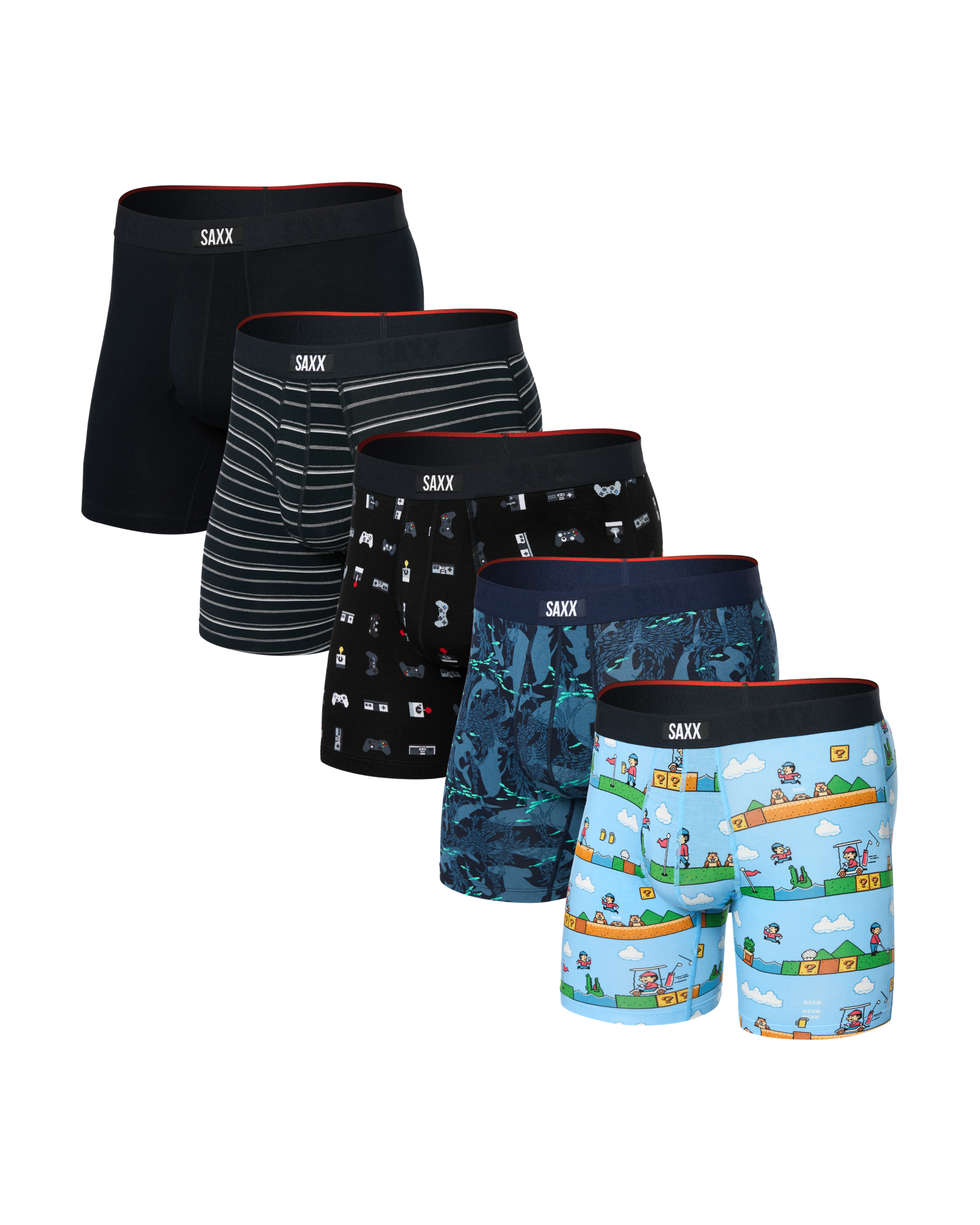 Front of Vibe Xtra Boxer Brief (5 Pack) in assorted prints