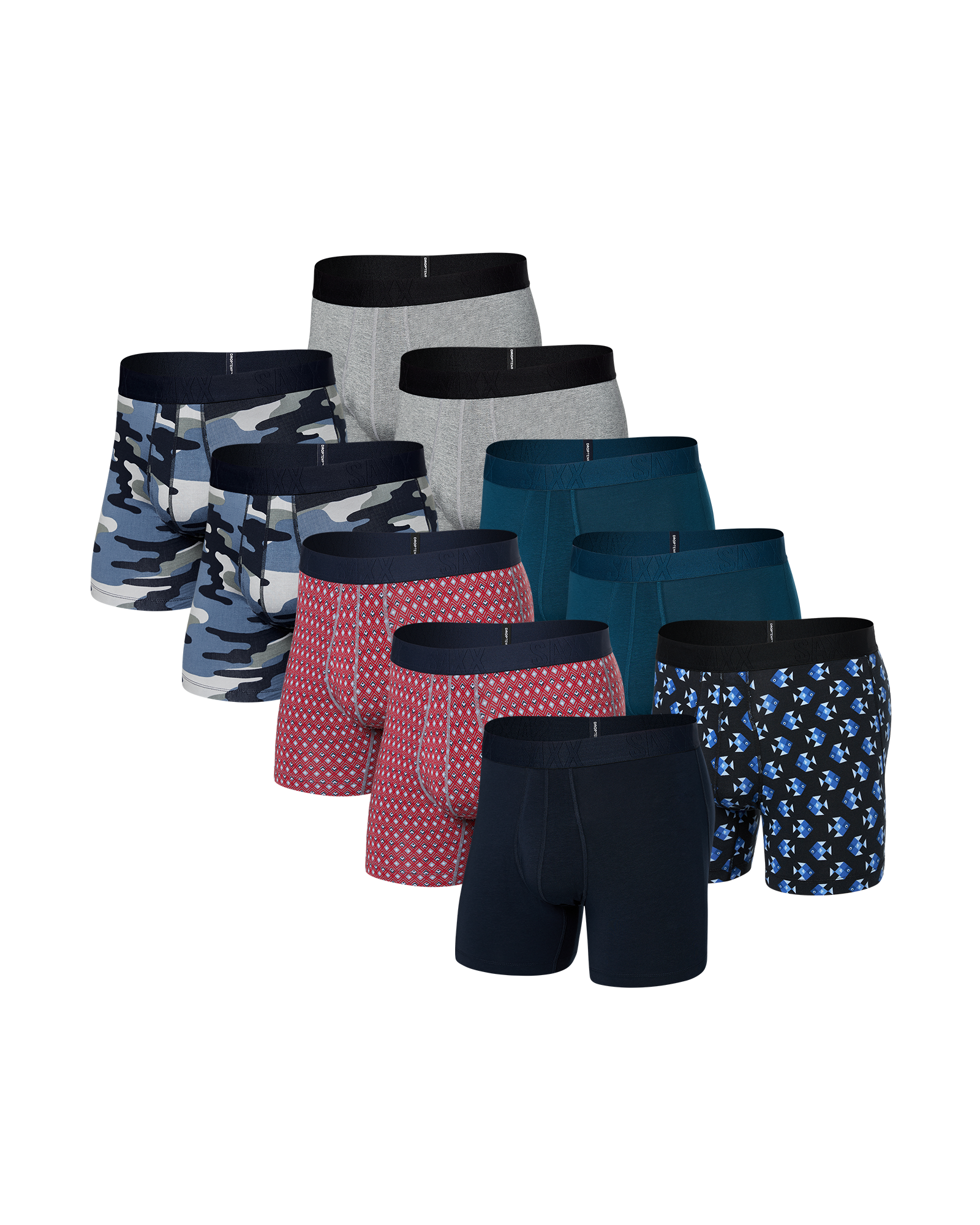 Front of Droptemp® Cooling Cotton Boxer Brief (10 Pack) in Assorted Prints