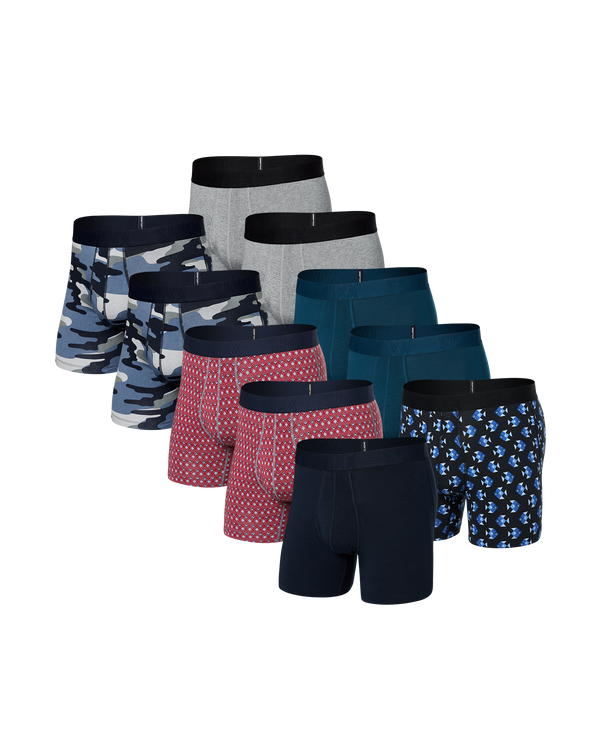 Front of Droptemp® Cooling Cotton Boxer Brief (10 Pack) in Assorted Prints