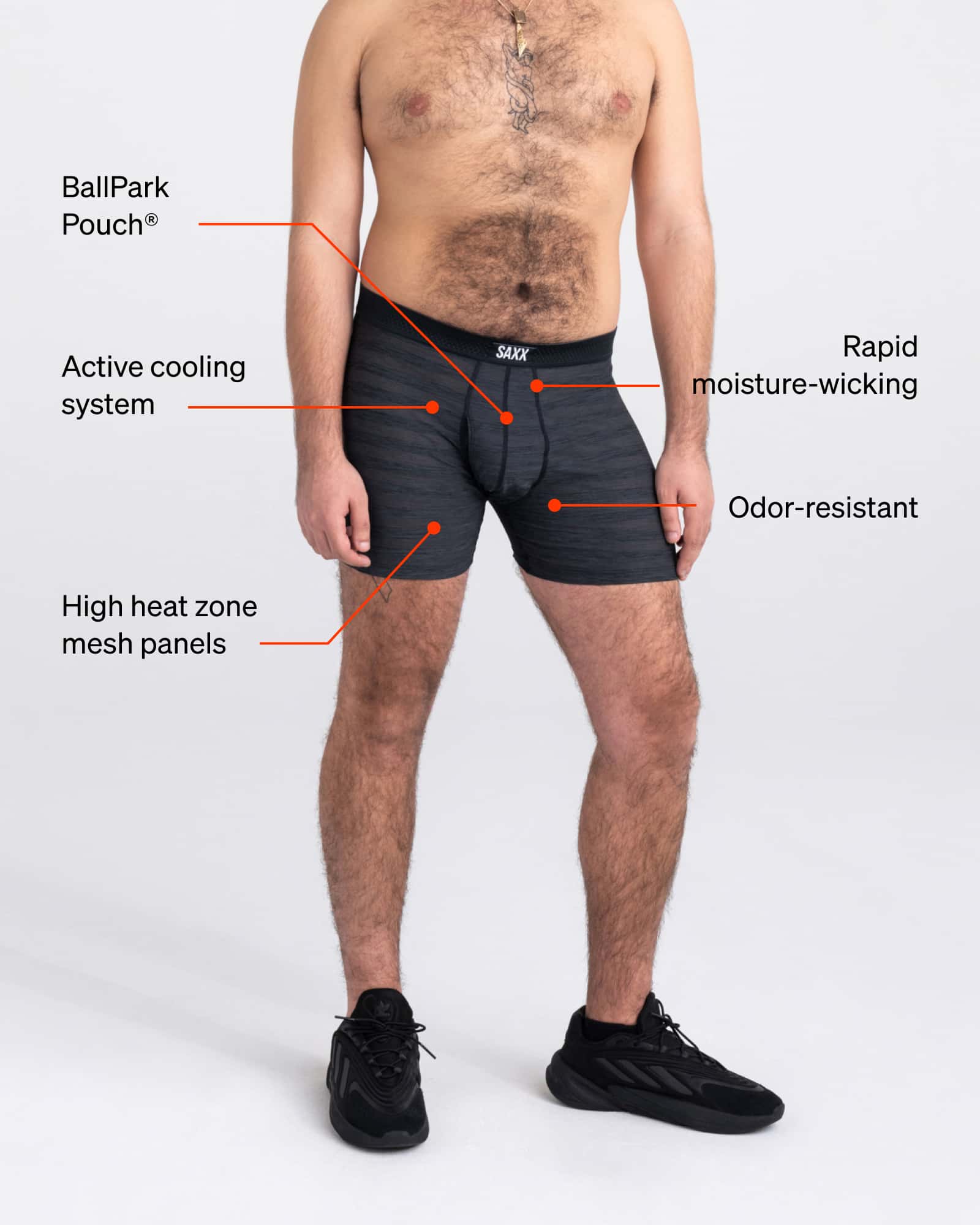 DropTemp Cooling Mesh Boxer Brief technology graphic