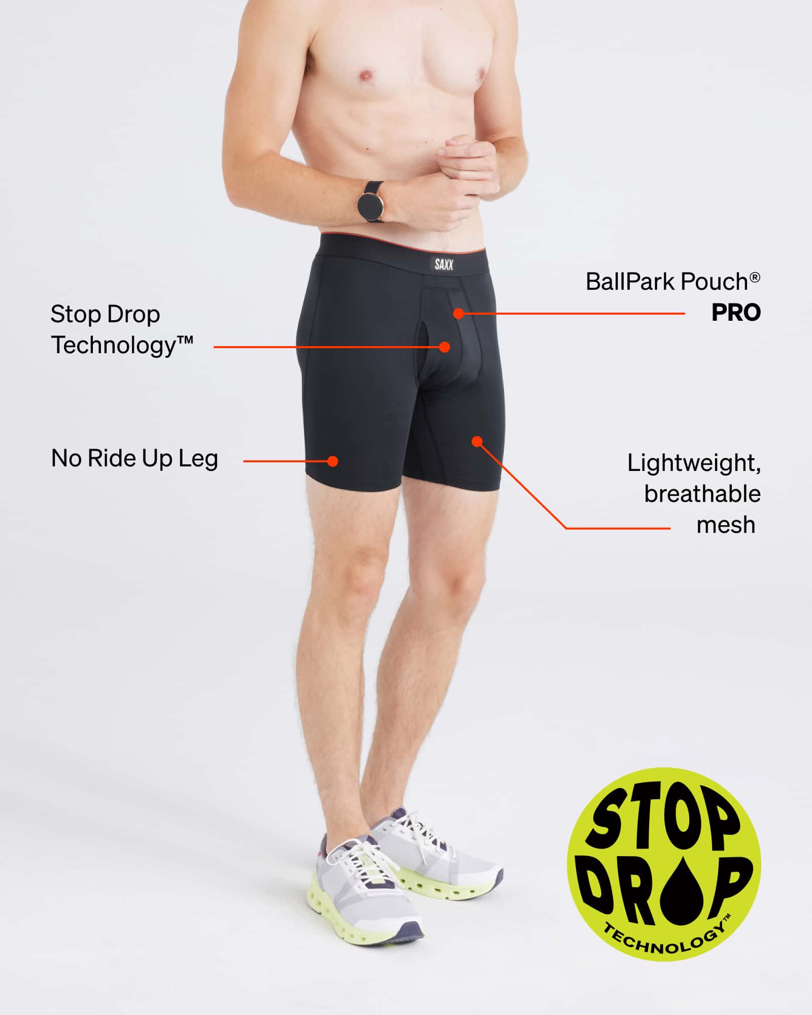 Multi-Sport Long Boxer Brief with Stop Drop technology graphic