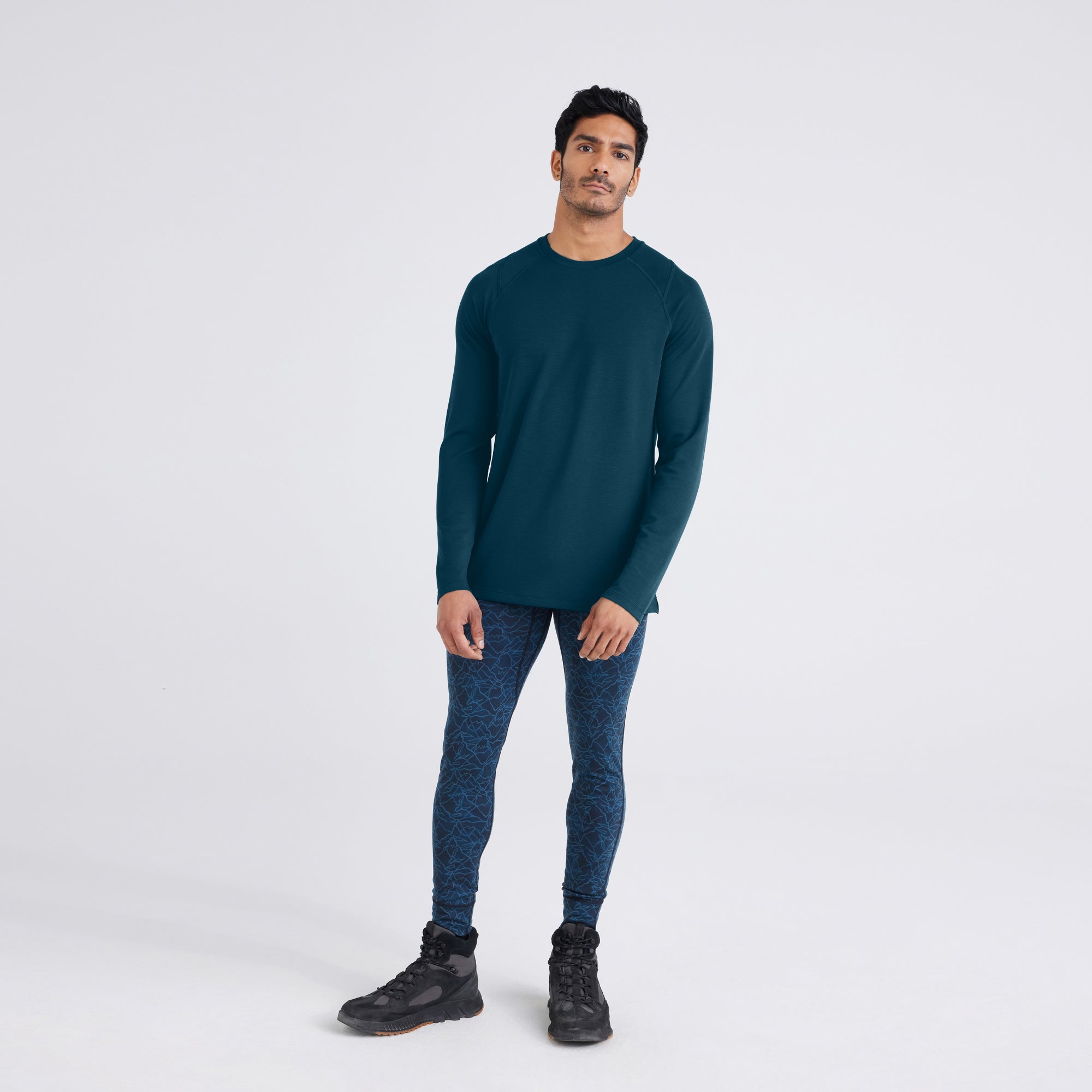 Front - Model wearing  Roast Master Baselayer Mid-Weight Long Sleeve Crew in Storm