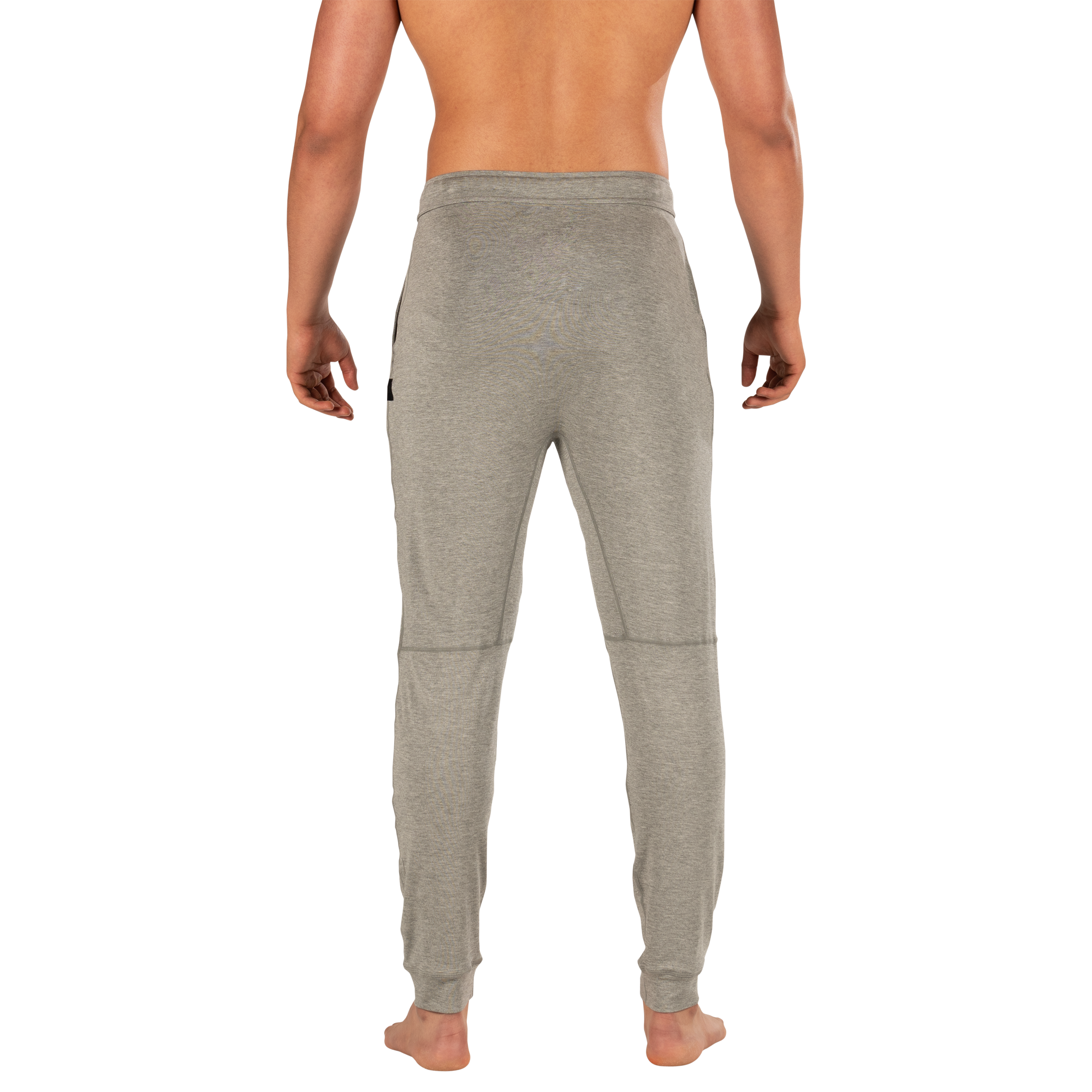 Back - Model wearing Snooze Pant in Dark Grey Heather