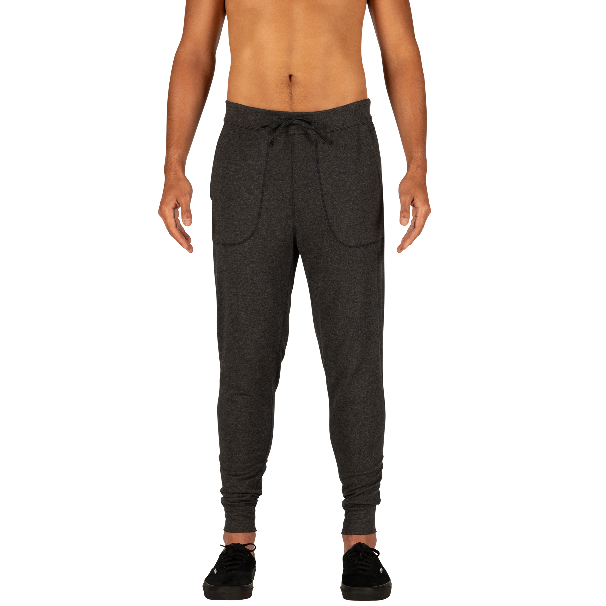 Front - Model wearing 3Six Five Lounge Pant in Black Heather