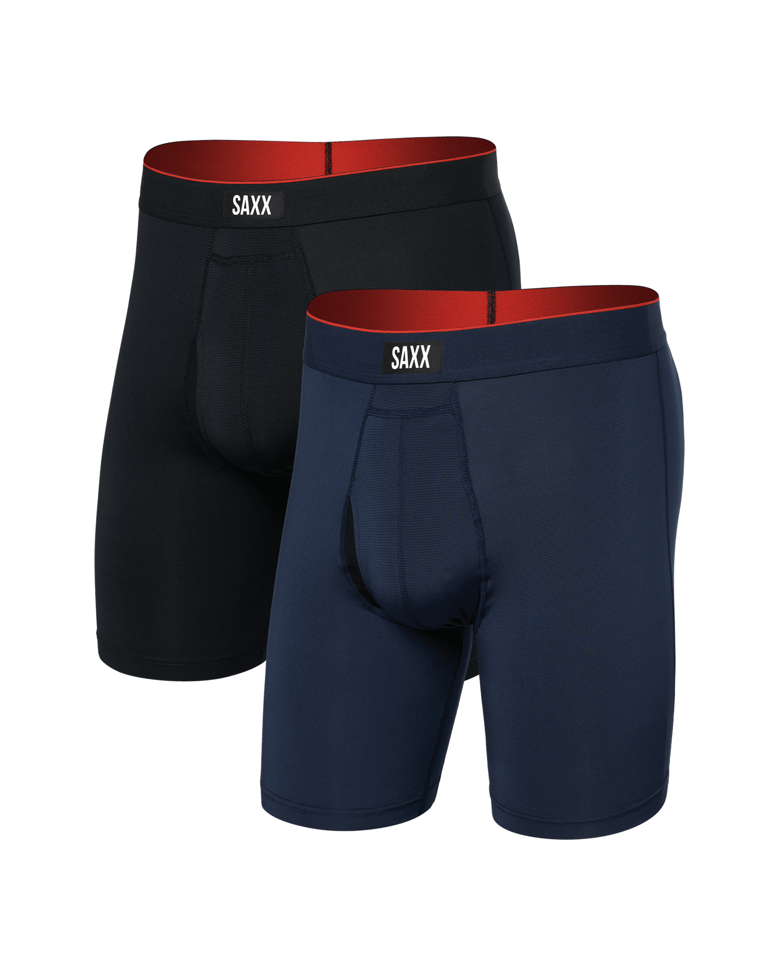 Front of Multi-Sport Mesh (2 Pack) Long Boxer Brief in Navy/Black