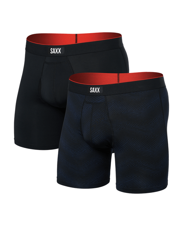 Front of Multi-Sport Mesh (2 Pack) Boxer Brief in Full Tilt Chevron/Black