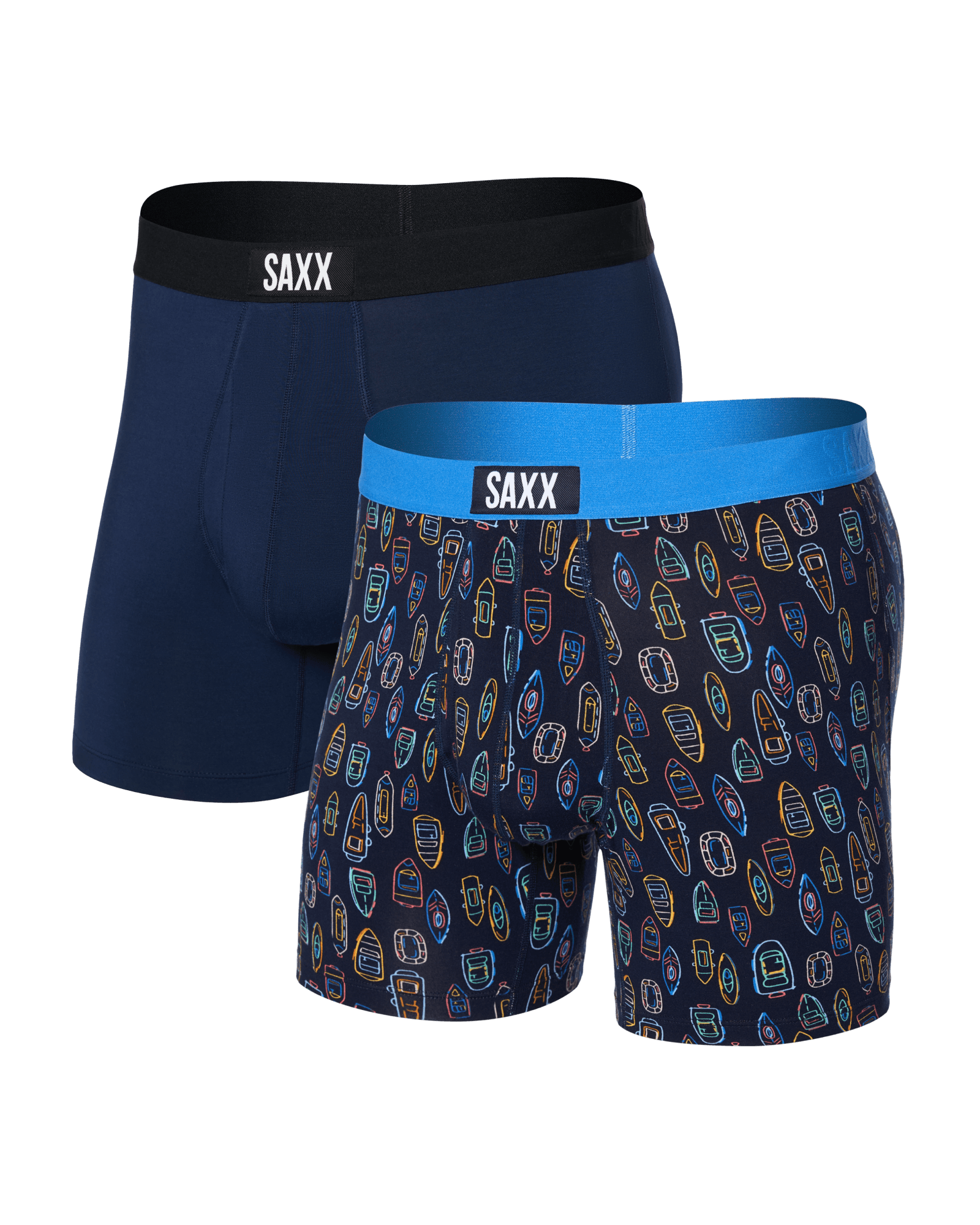 Front of Ultra Super Soft Boxer Brief Fly 2 Pack in Bunch O' Boats/Maritime