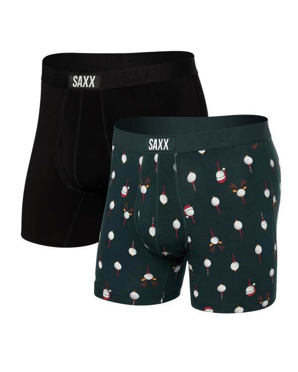 Front of Ultra Super Soft (2 Pack) Boxer Brief in Christmas Tee/Black