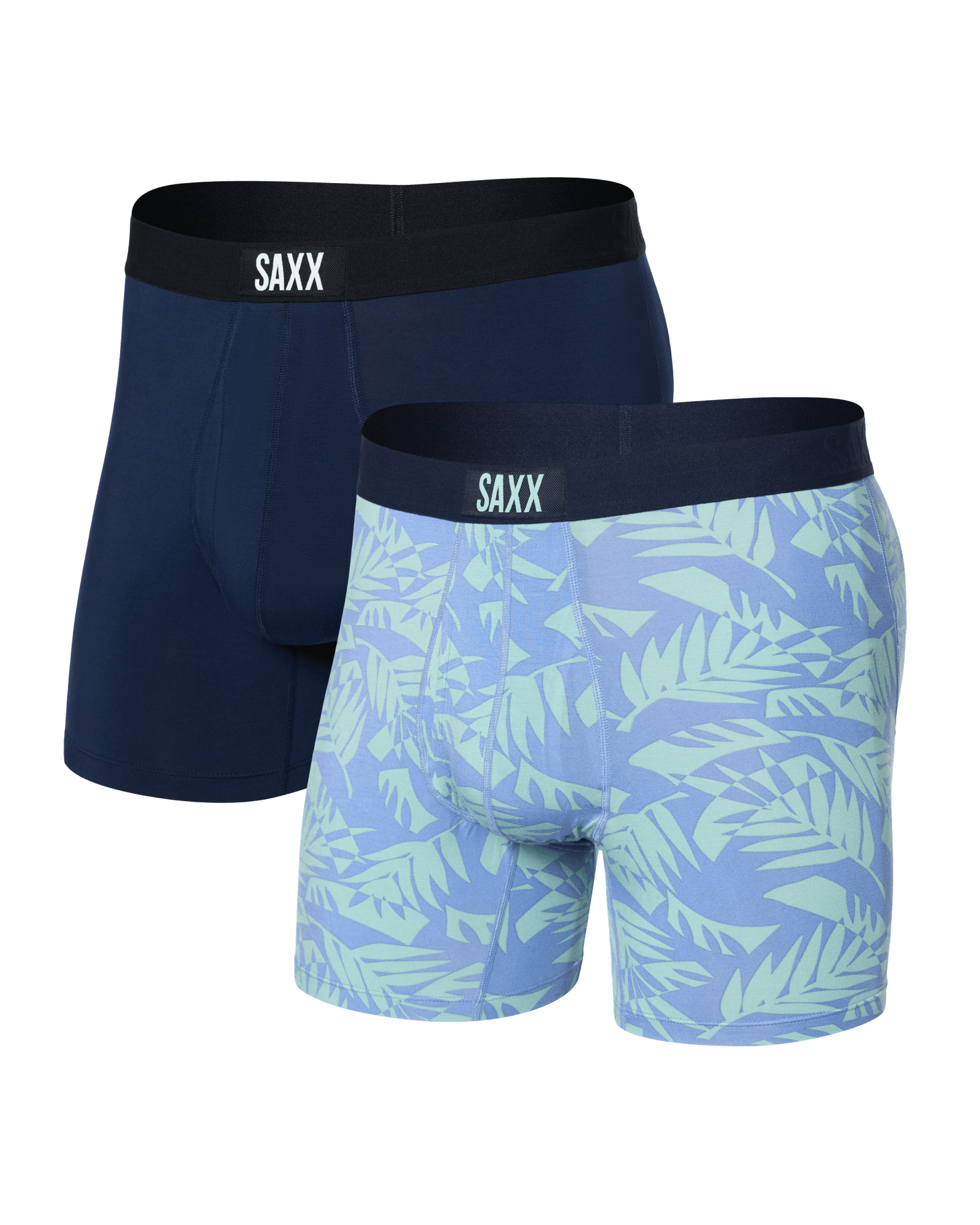 Front of Ultra Super Soft Boxer Brief Fly 2 Pack in Palm Frond/Maritime