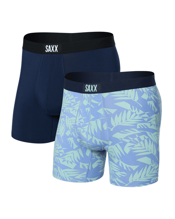 Front of Ultra Super Soft Boxer Brief Fly 2 Pack in Palm Frond/Maritime