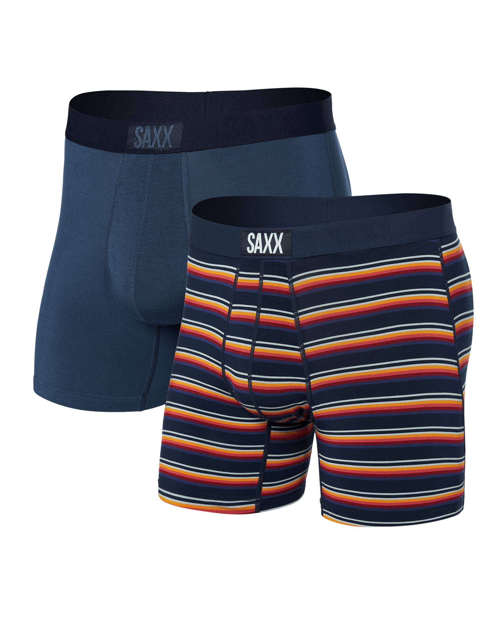 Front of Vibe Super Soft (2 Pack) Boxer Brief in Field Stripe/Navy