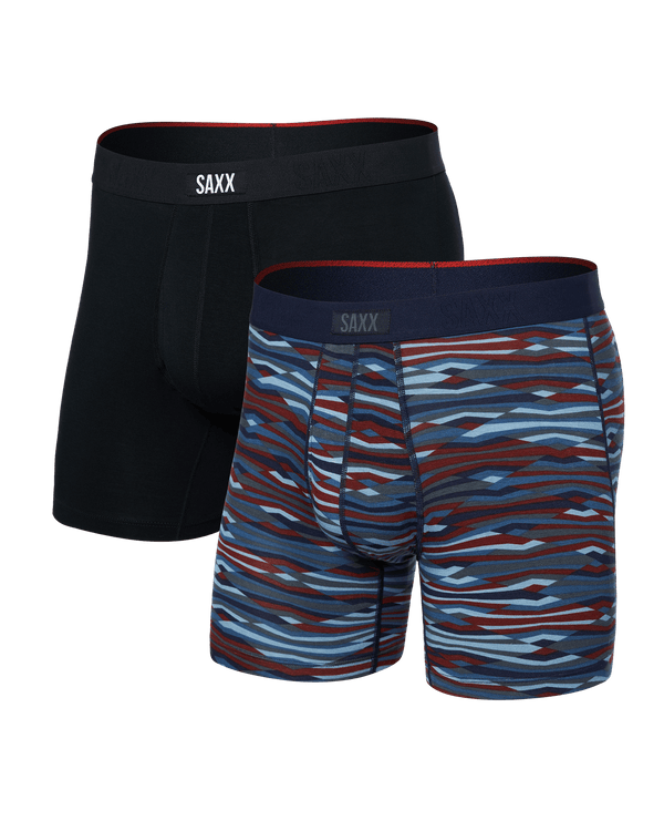 Front of Vibe Xtra (2 Pack) Boxer Brief in Rough Terrain/Black