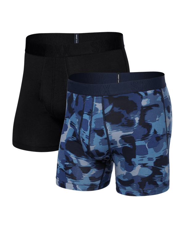 Front of Droptemp® Cooling Cotton (2 Pack) Boxer Brief in Daybreak Camo/Black