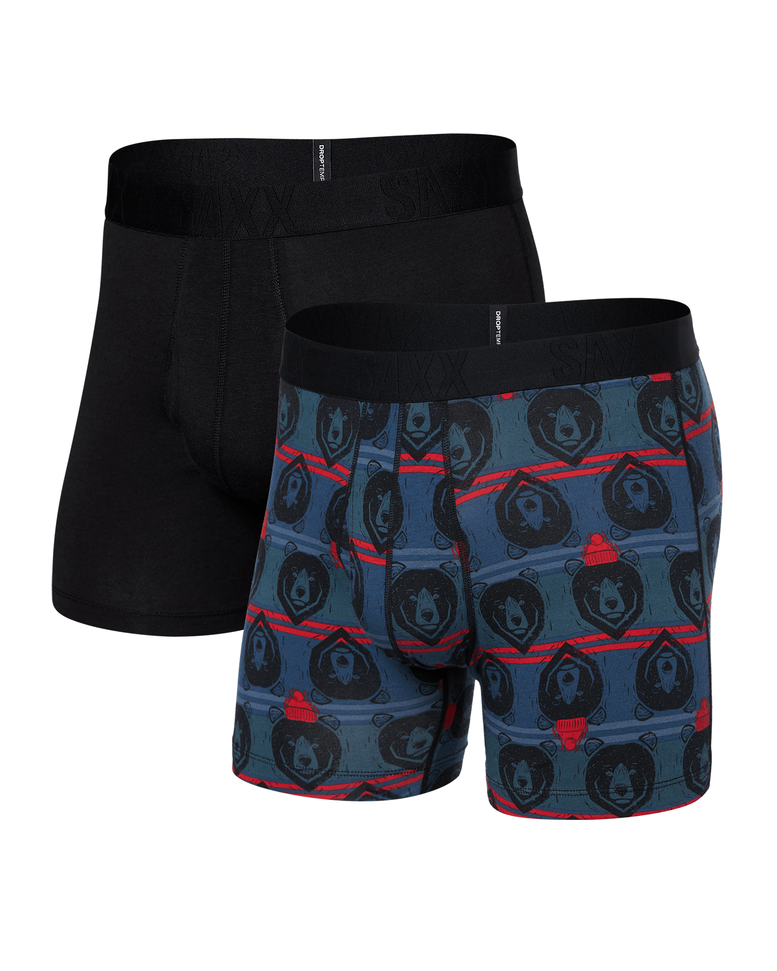 Front of Droptemp® Cooling Cotton (2 Pack) Boxer Brief in Grizzly Stripe/Black