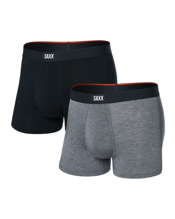 Front of Vibe Xtra Trunk Fly 2 Pack in Black/Dark Grey Heather