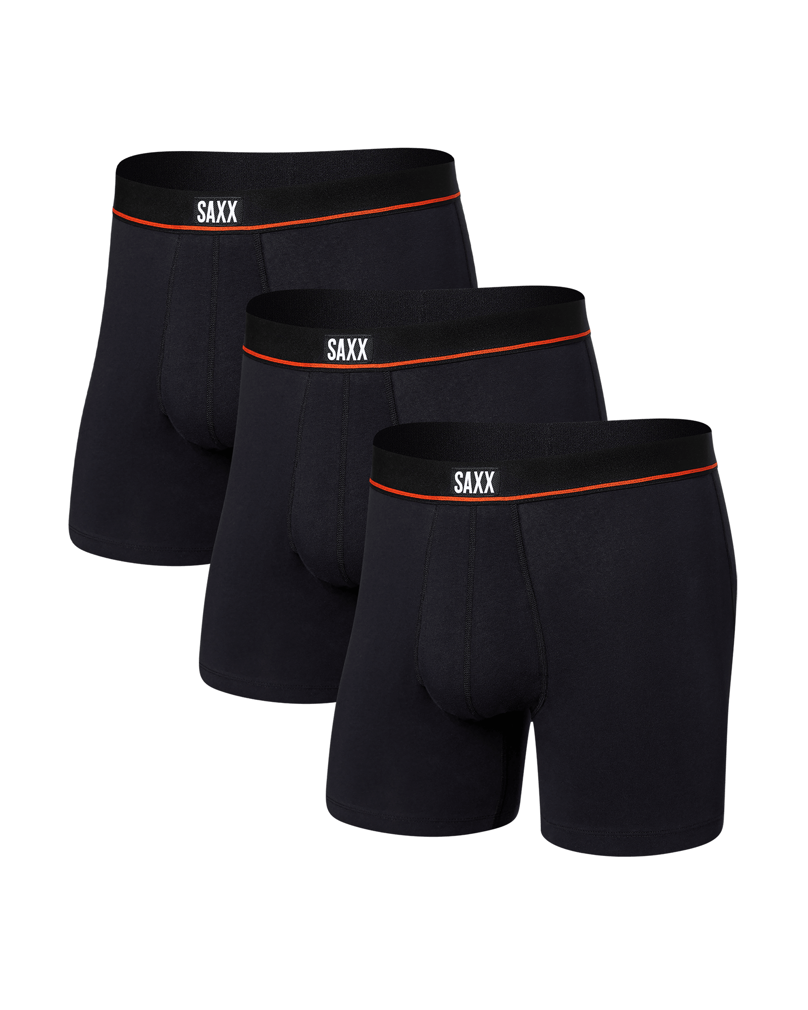 Front of Non-Stop Stretch Cotton (3 Pack) Boxer Brief in Black