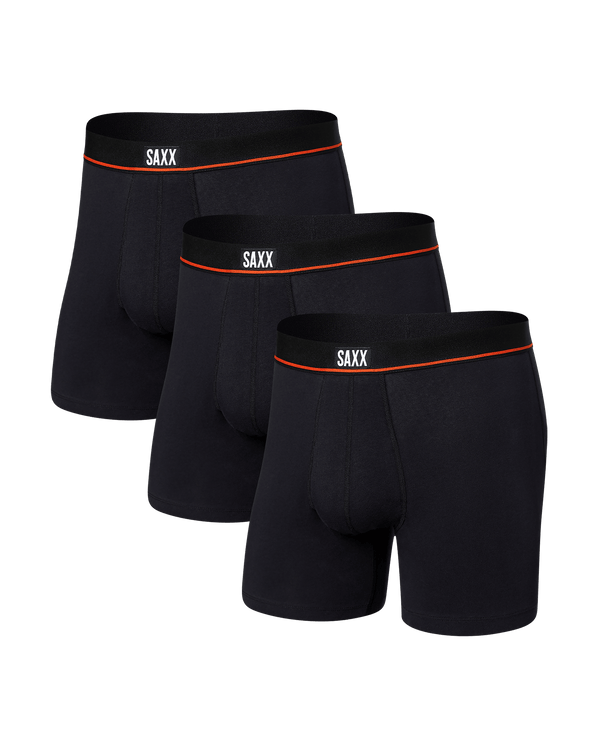 Front of Non-Stop Stretch Cotton (3 Pack) Boxer Brief in Black