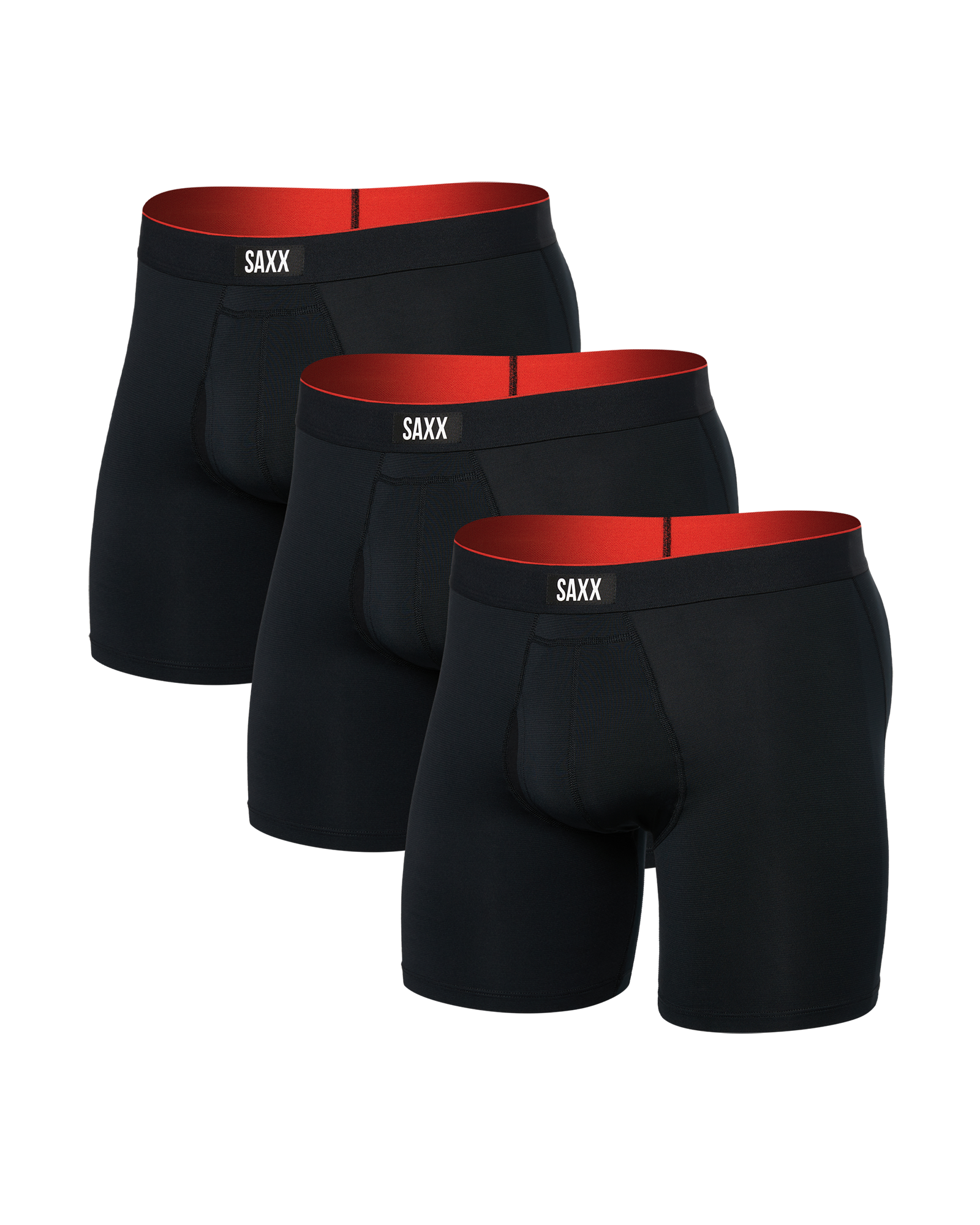 Front of Multi-Sport Mesh Boxer Brief (3 Pack) in Black