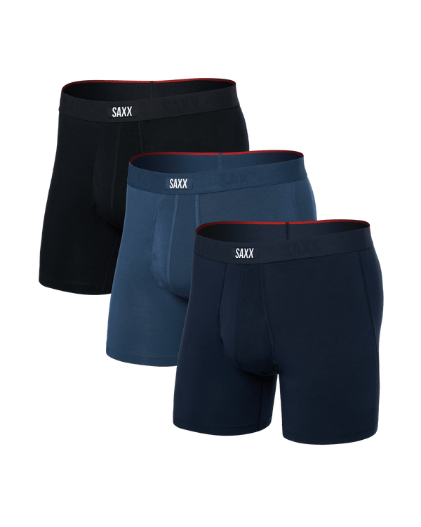 Front of Vibe Xtra (3 Pack) Boxer Brief in Dark Denim/Navy/Black