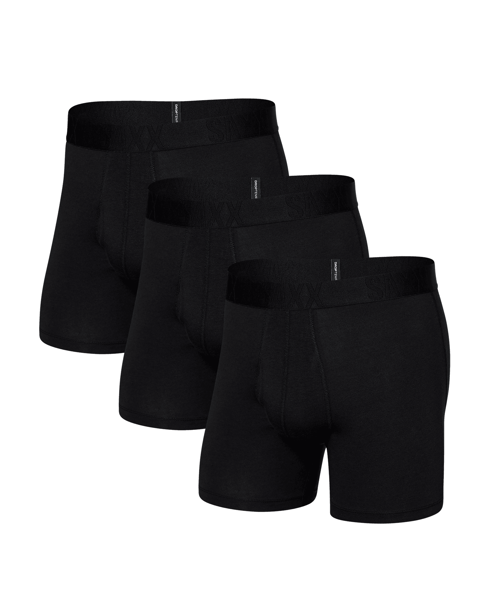 Front of DropTemp Cooling Cotton (3 Pack) Boxer Brief in Black