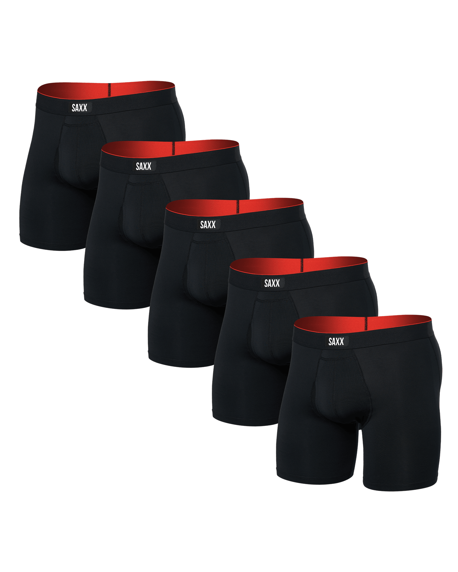 Front of Multi-Sport Mesh (5 Pack) Boxer Brief in Black