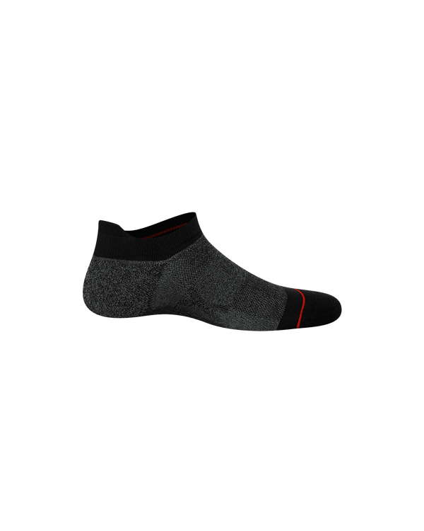 Back of Whole Package Low Show Sock in Black Heather