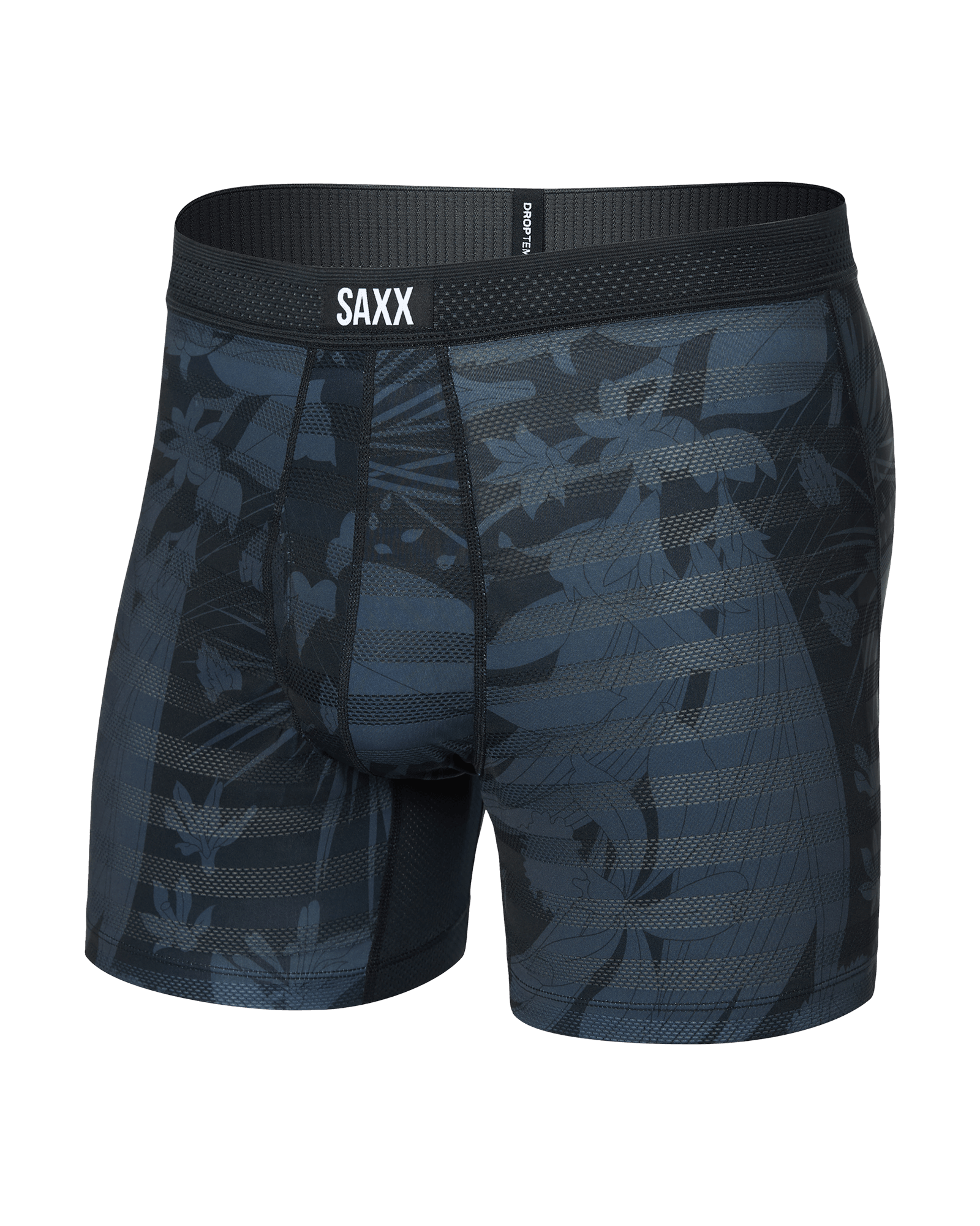 Front of Droptemp Cooling Mesh Boxer Brief Fly in Jungle Noir-Black