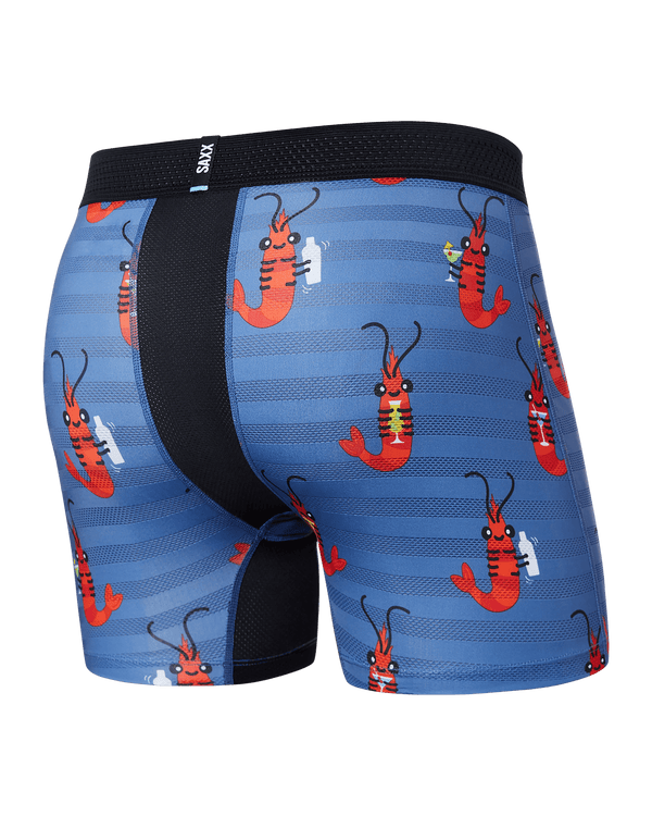 Back of Droptemp Cooling Mesh Boxer Brief Fly in Shrimp Cocktail- Navy