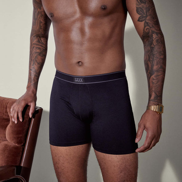 Model posing in Daytripper (5 Pack) Boxer Brief in Black