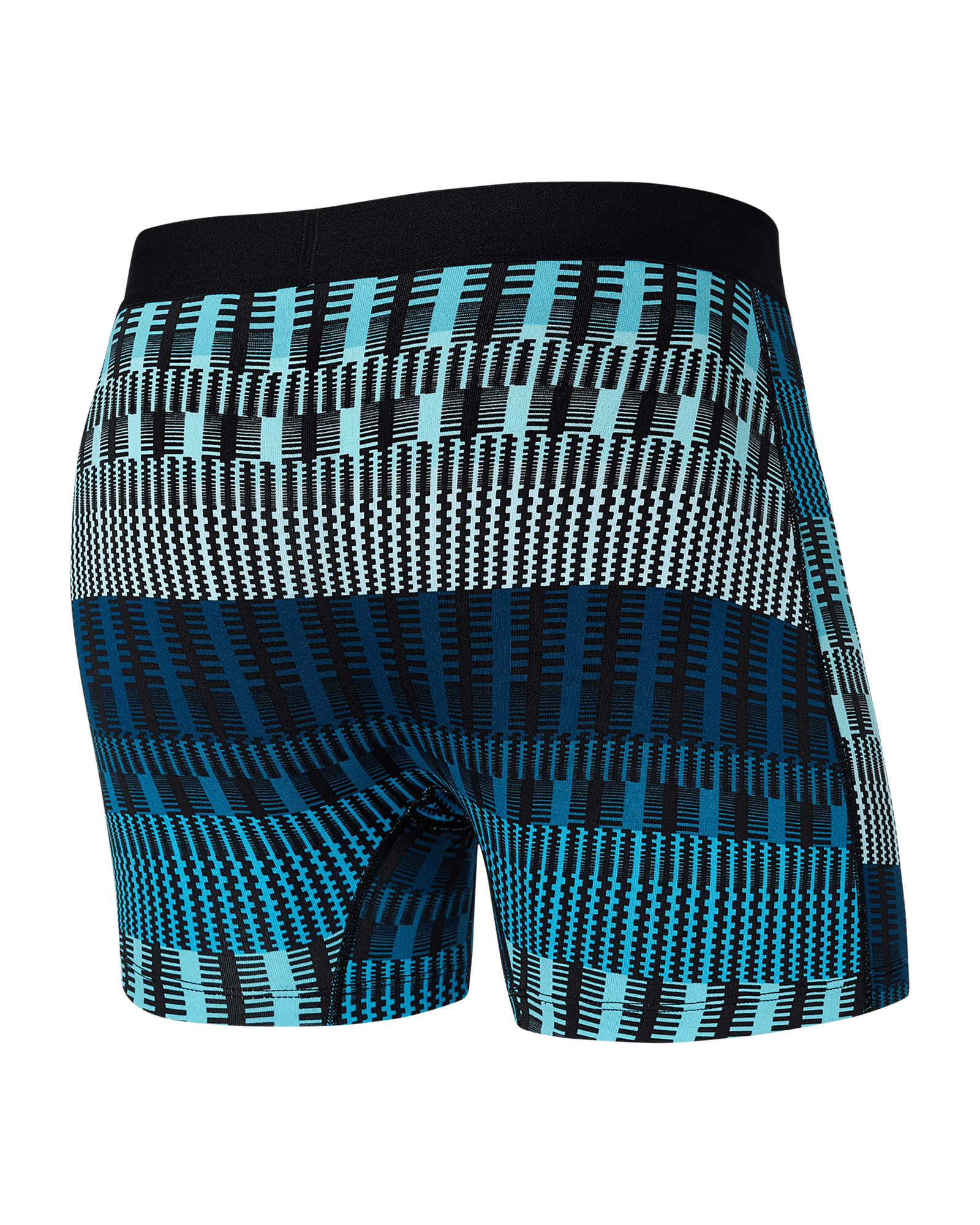 Back of Daytripper Boxer Brief Fly in Frequency Stripe- Teal