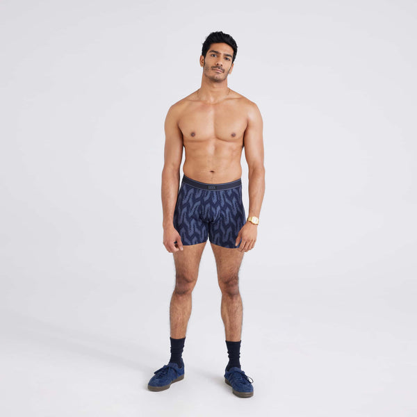 Front - Model wearing  Daytripper Boxer Brief in Ikat Chevron-Deep Navy