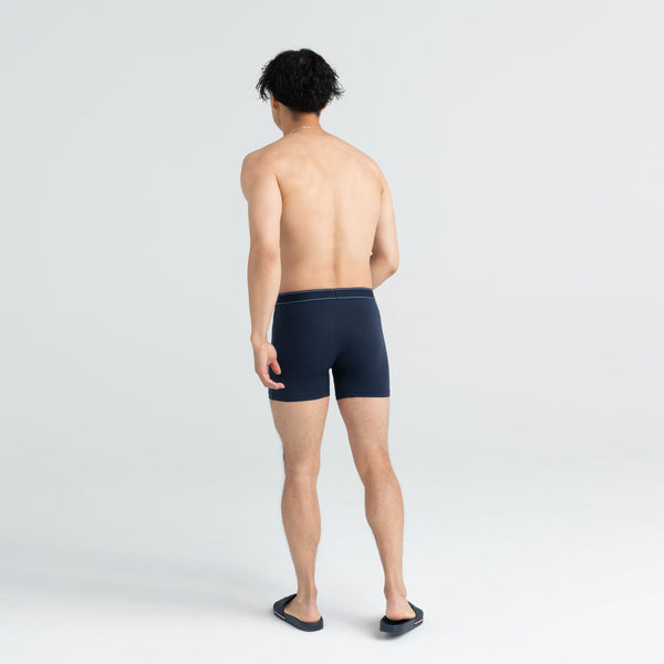 Back - Model wearing Daytripper Boxer Brief Fly 3Pack in Black/Grey/Navy