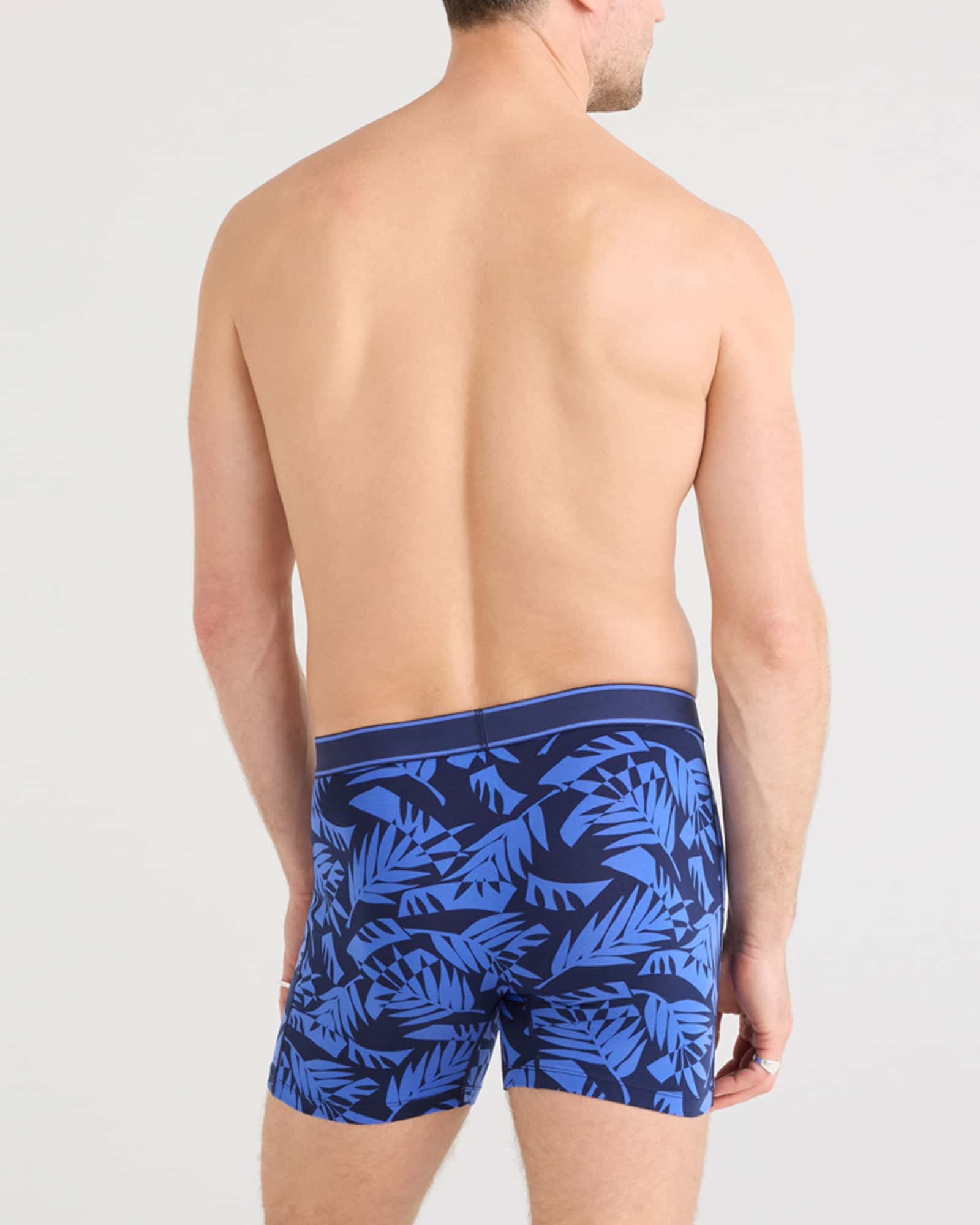 Back - Model wearing Daytripper Boxer Brief Fly in Palm Frond-Maritime