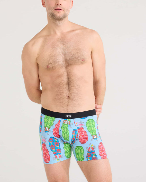 Front - Model wearing Daytripper Boxer Brief Fly in Rad-Iculous Bags-Azure