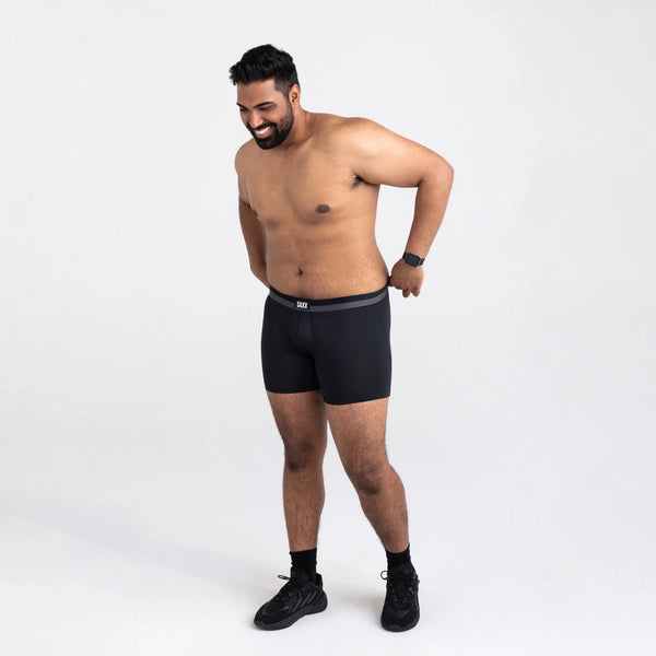 Front - Model wearing Sport Mesh Boxer Brief  Fly in Black