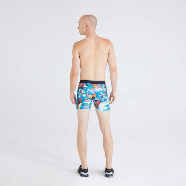 Back - Model wearing Volt Breathable Mesh Boxer Brief in Arctic Blast-Aqua