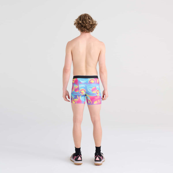 Back - Model wearing Volt Boxer Brief in Coast 2 Coast- Blue Multi