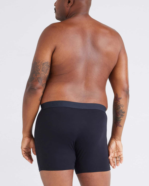 Back - Model wearing Ultra Super Soft Boxer Brief Fly 3Pk in Black