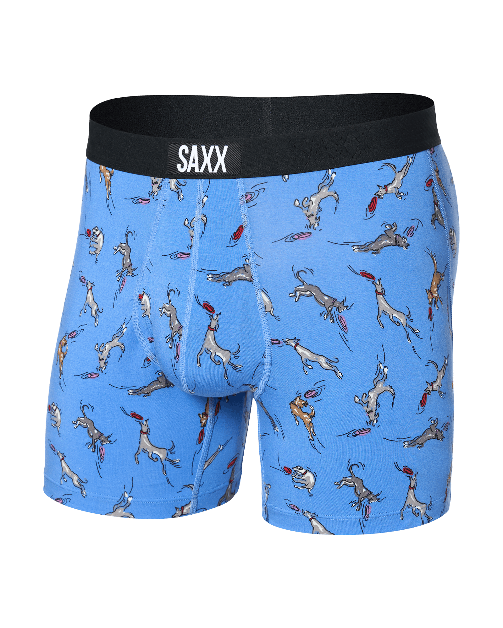 Front of Ultra Super Soft Boxer Brief Fly in Disc Dogs-Sail Blue