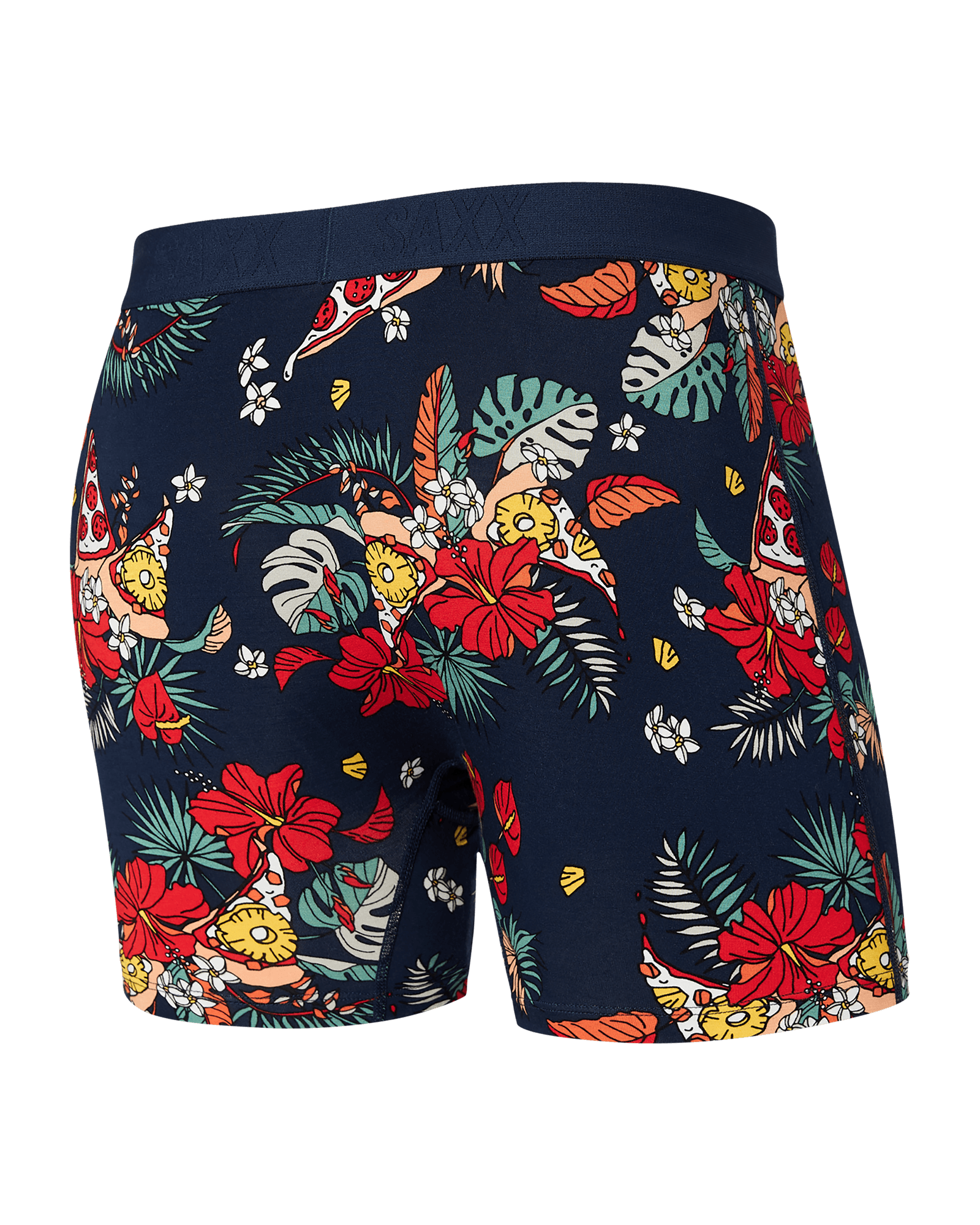 Back of Ultra Super Soft Boxer Brief Fly in Hawaiian Pizza- Navy